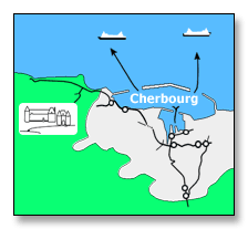 Map showing the road numbers enroute to Nacqueville